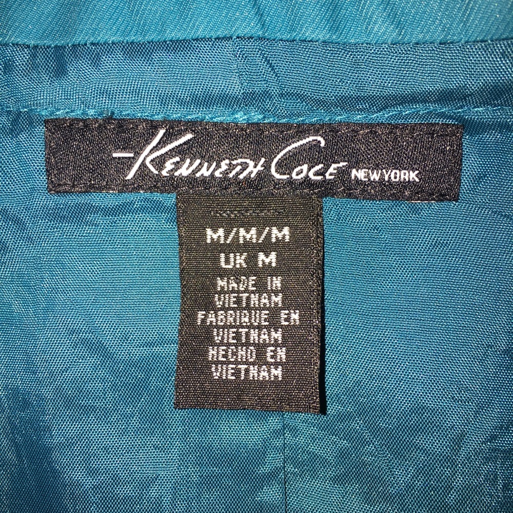 Spring Turquoise Raincoat, Teal Blue Lightweight Jacket Kenneth Cole Medium - Picture 11 of 16